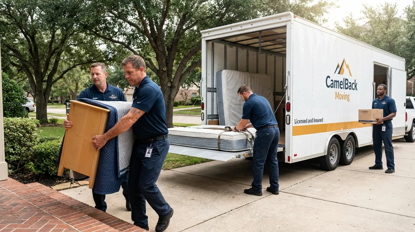 Crew loading residential truck for cross-state move from South Hadley, MA