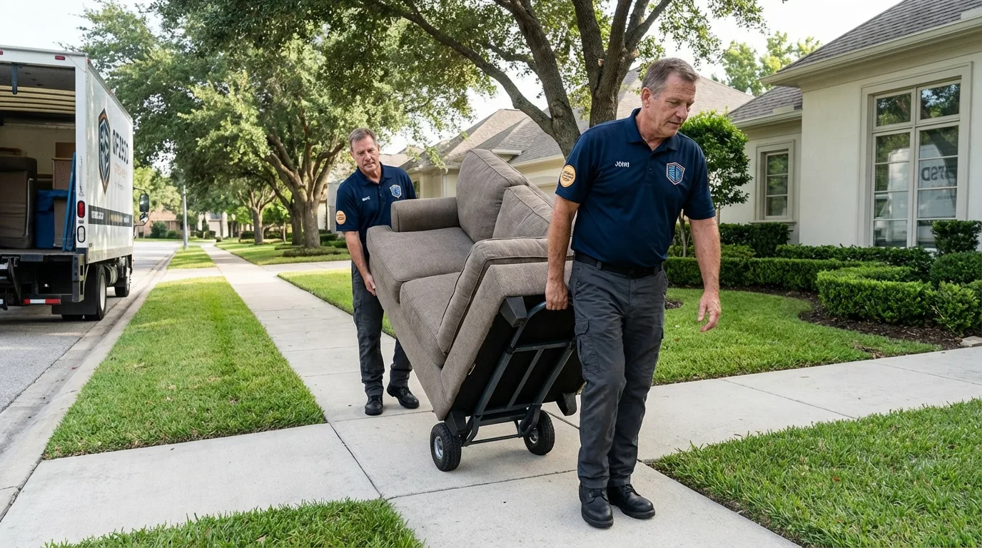 Local residential moving crew loading furniture in South Hadley, MA